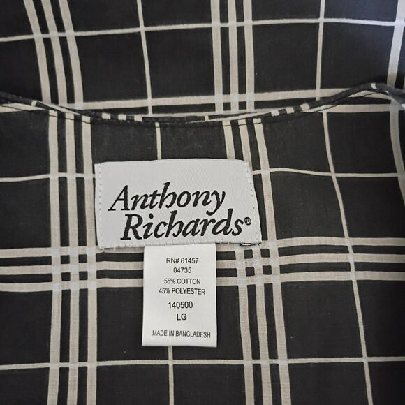 Anthony Richards women's gray & white plaid snap closure housedress pockets L - Picture 7 of 7